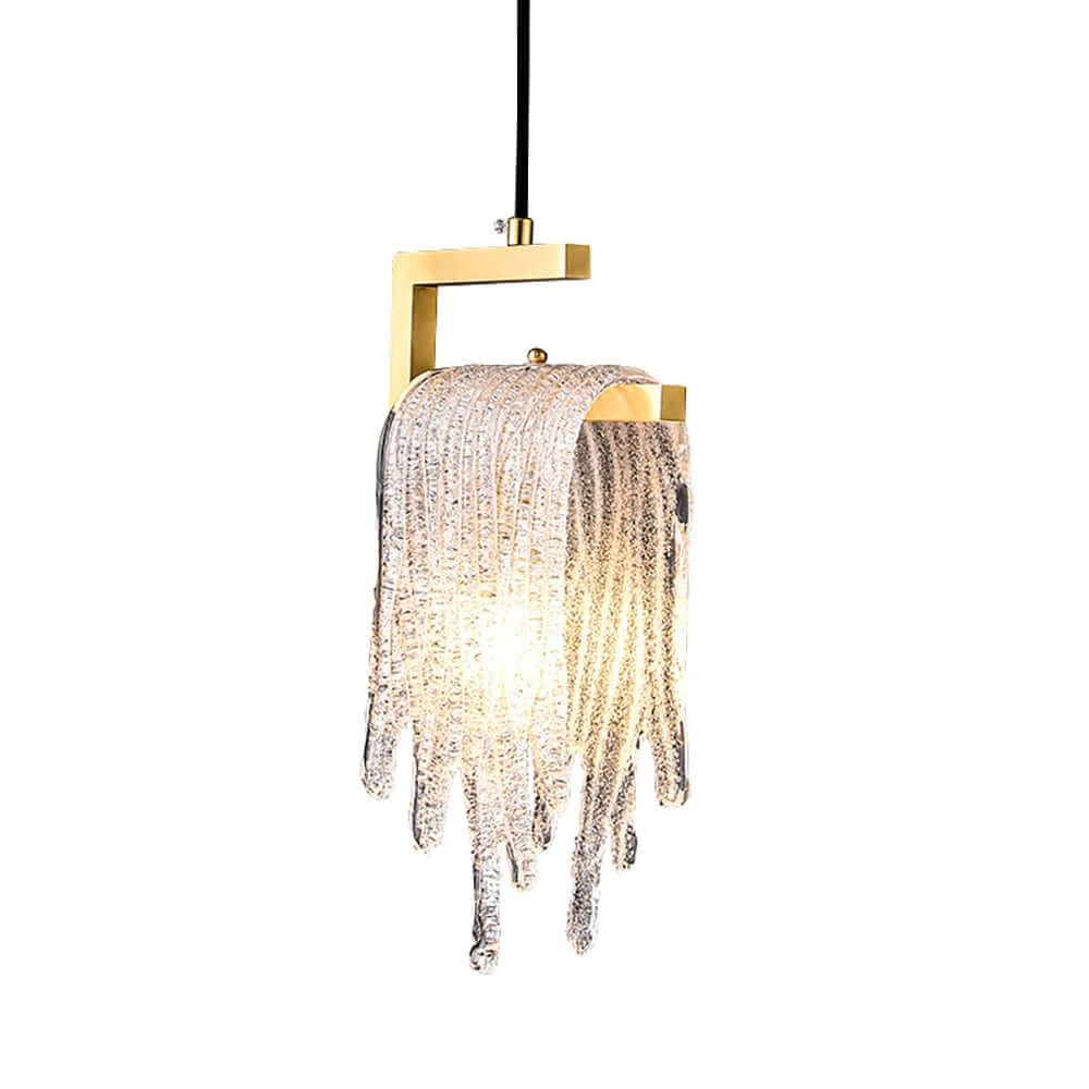 Modern Brass Pendant Light with Unique Glass Shade