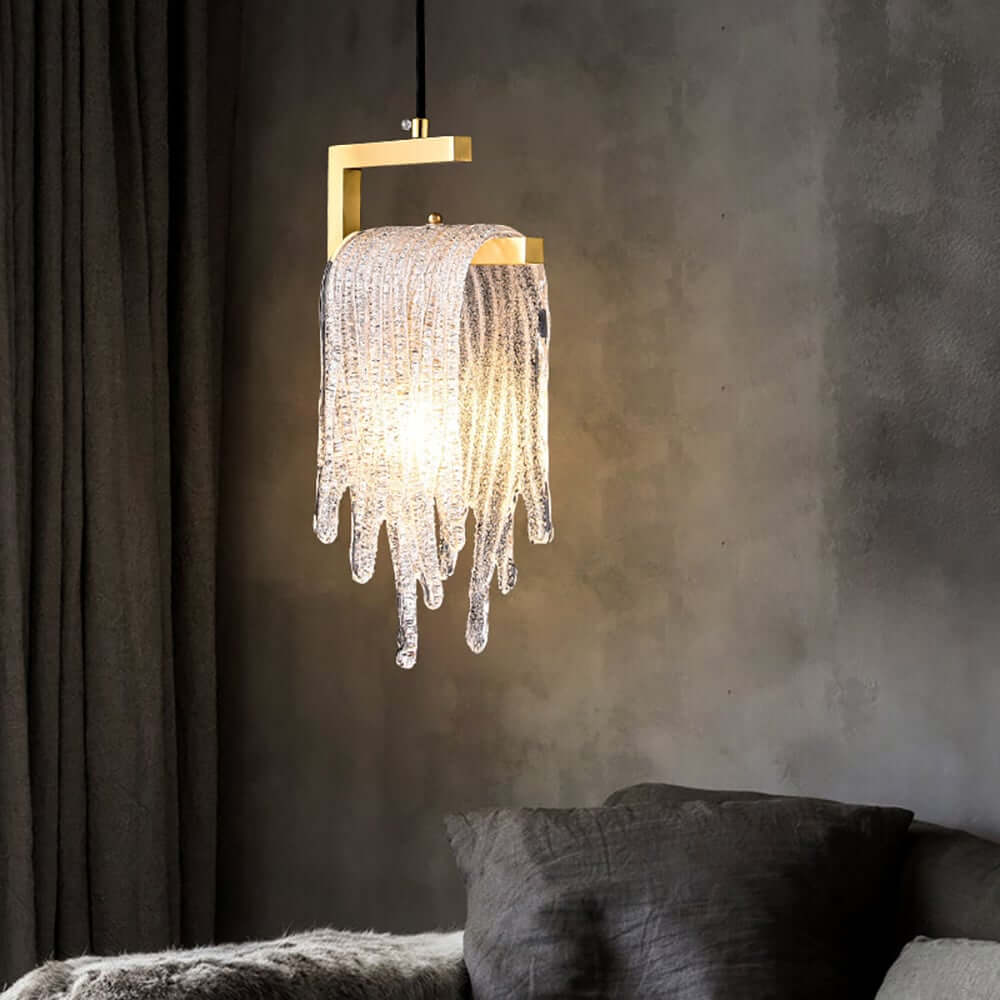 Modern Brass Pendant Light with Unique Glass Shade Main Product Image
