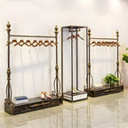 Modern Bronze Metal Hall Tree with Drawer and Coat Rack