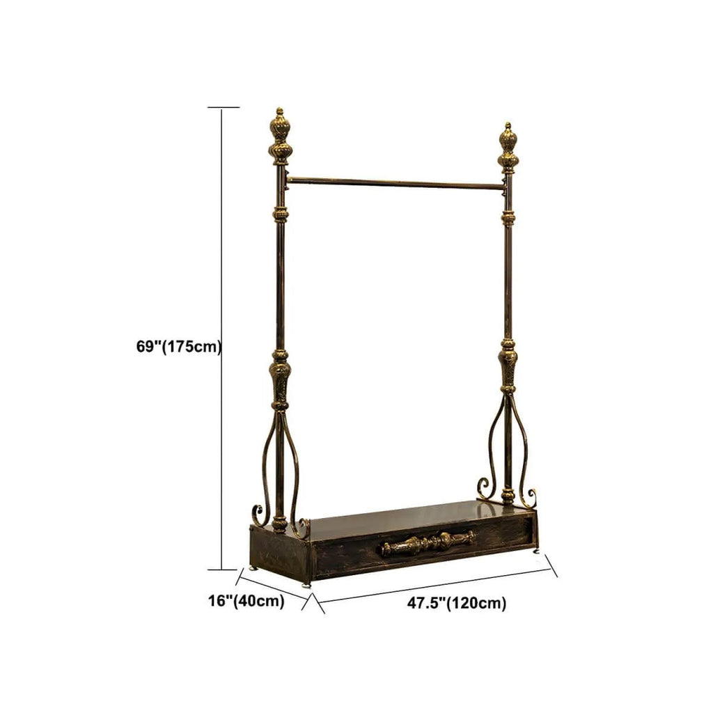 Modern Bronze Metal Hall Tree with Drawer and Coat Rack Dimensions