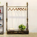 Modern Bronze Metal Hall Tree with Drawer and Coat Rack Main Product Image