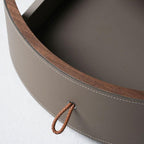 Modern Brown Faux Leather Nightstand with Drawers