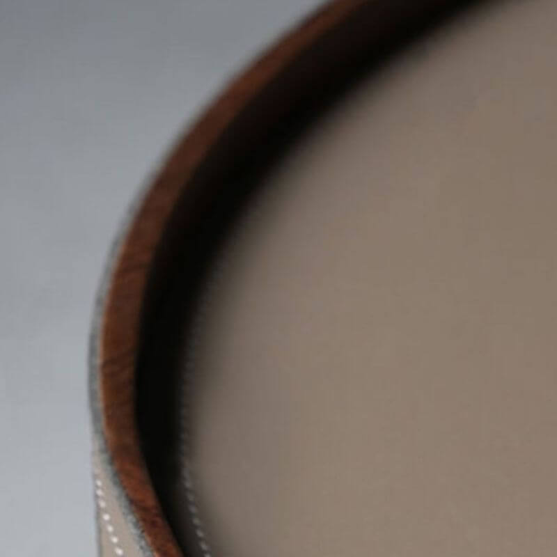 Modern Brown Faux Leather Nightstand with Drawers