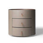 Modern Brown Faux Leather Nightstand with Drawers
