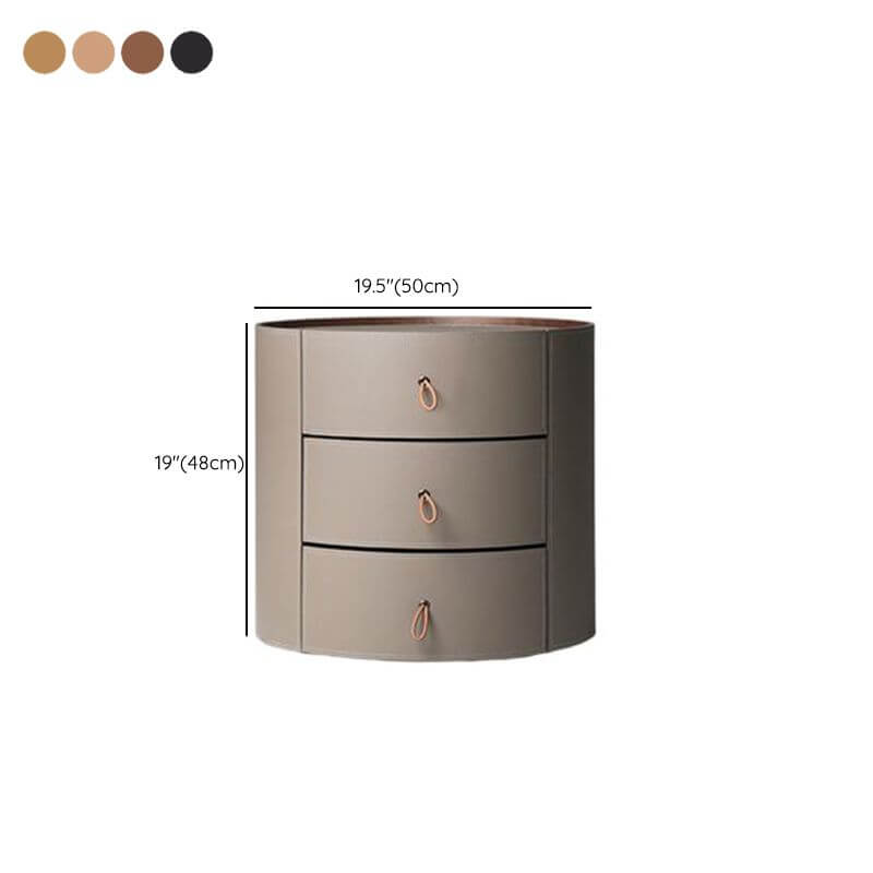 Modern Brown Faux Leather Nightstand with Drawers Dimensions