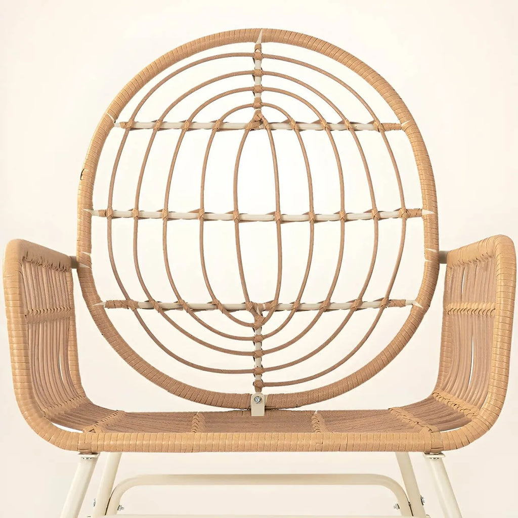 Modern Brown Wicker Rocking Chair with Upholstered Seat – With or Without Ottoman