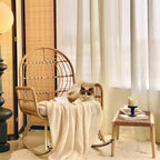 Modern Brown Wicker Rocking Chair with Upholstered Seat – With or Without Ottoman