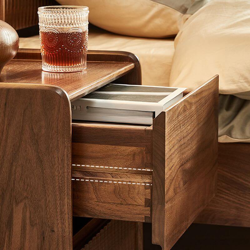 Modern Brown Wood 2-Drawer Nightstand for Small Spaces