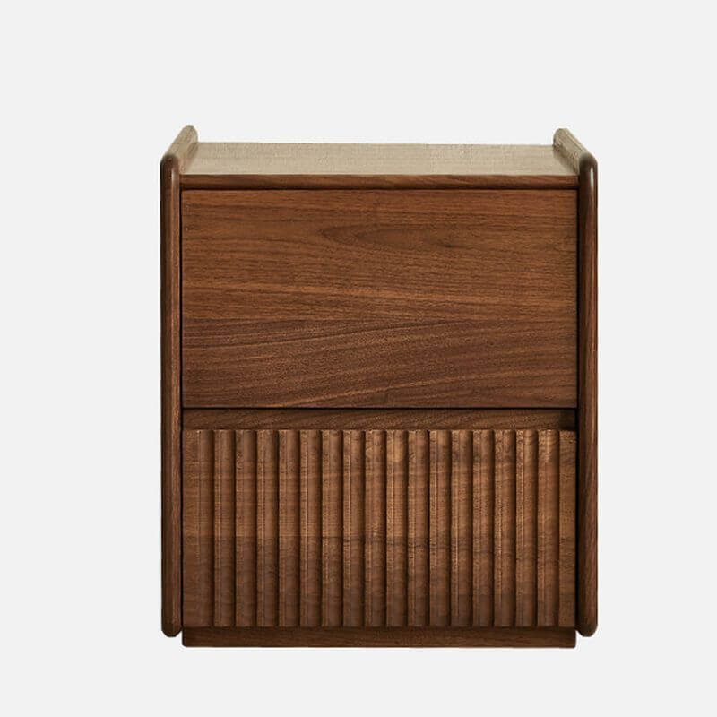 Modern Brown Wood 2-Drawer Nightstand for Small Spaces