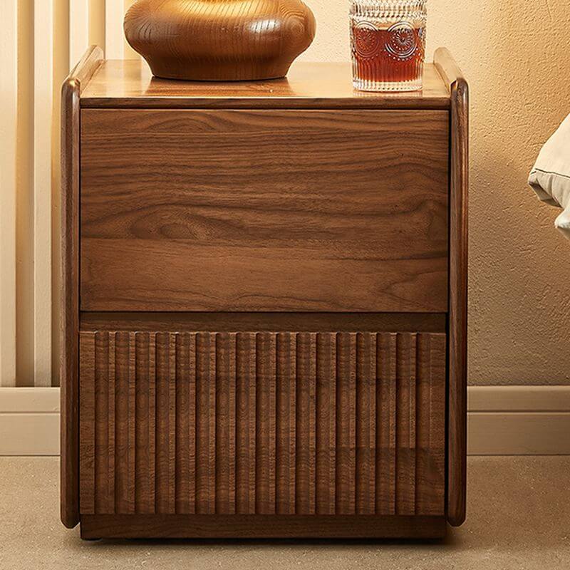 Modern Brown Wood 2-Drawer Nightstand for Small Spaces Main Product Image