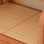 Modern Brown Wood Bunk Bed with Ladder for Kids' Bedroom