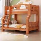 Modern Brown Wood Bunk Bed with Ladder for Kids' Bedroom