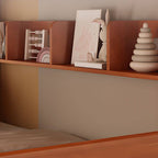 Modern Brown Wood Bunk Bed with Ladder for Kids' Bedroom