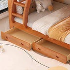 Modern Brown Wood Bunk Bed with Ladder for Kids' Bedroom