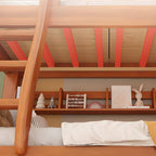 Modern Brown Wood Bunk Bed with Ladder for Kids' Bedroom