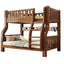 Modern Brown Wood Bunk Bed with Mattress & Bookshelf for Kids