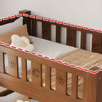 Modern Brown Wood Bunk Bed with Mattress & Bookshelf for Kids