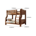 Modern Brown Wood Bunk Bed with Mattress & Bookshelf for Kids Dimensions