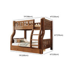 Modern Brown Wood Bunk Bed with Mattress & Bookshelf for Kids Dimensions