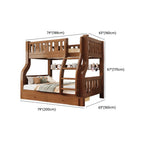 Modern Brown Wood Bunk Bed with Mattress & Bookshelf for Kids Dimensions