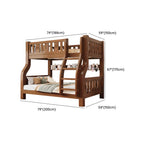 Modern Brown Wood Bunk Bed with Mattress & Bookshelf for Kids Dimensions