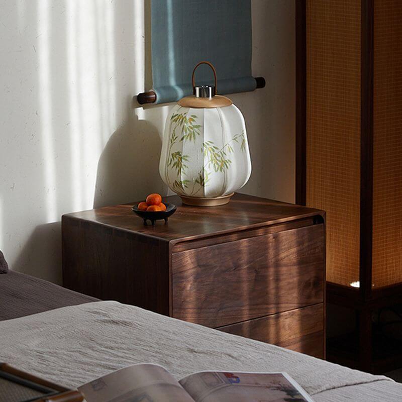 Modern Brown Wood Drawer Storage Nightstand with Two Drawers