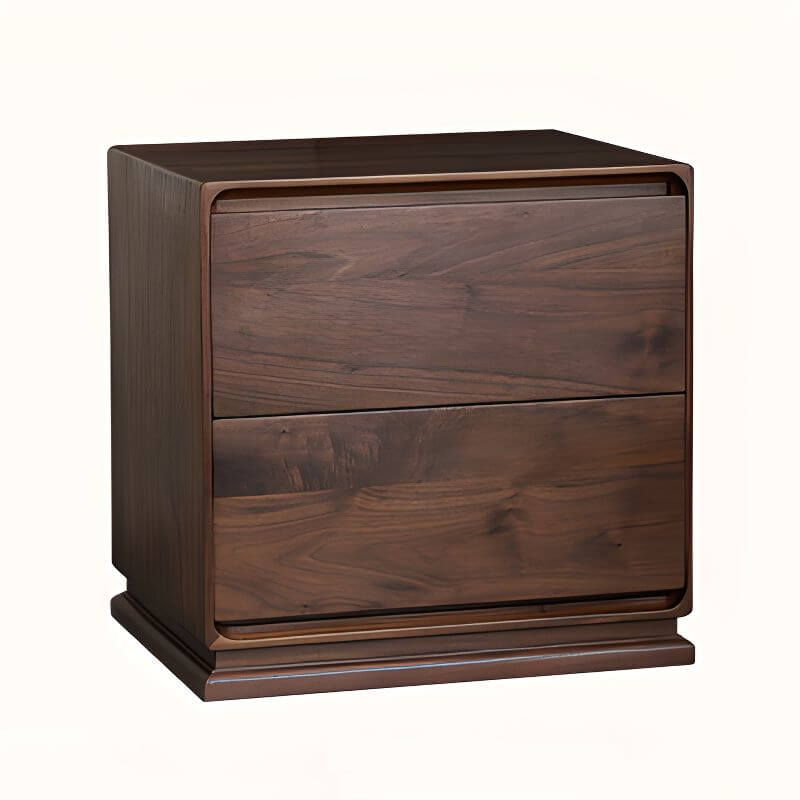 Modern Brown Wood Drawer Storage Nightstand with Two Drawers