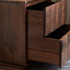 Modern Brown Wood Drawer Storage Nightstand with Two Drawers