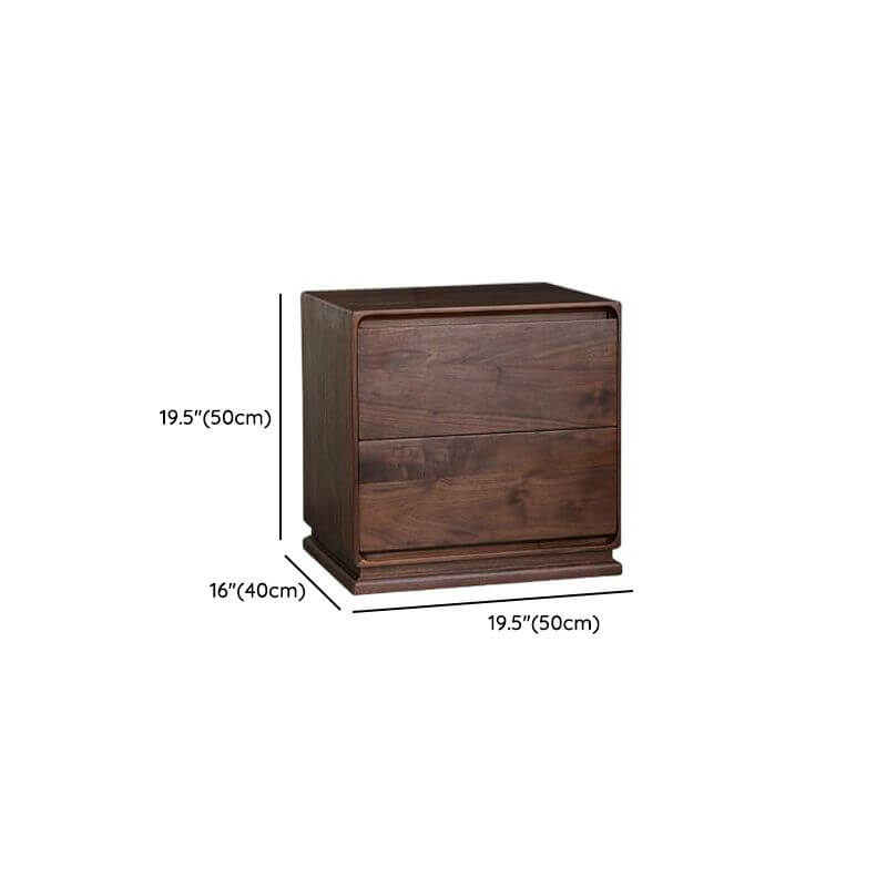 Modern Brown Wood Drawer Storage Nightstand with Two Drawers Dimensions