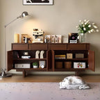 Modern Brown Wood Sideboard/Credenza - Versatile Storage Solutions