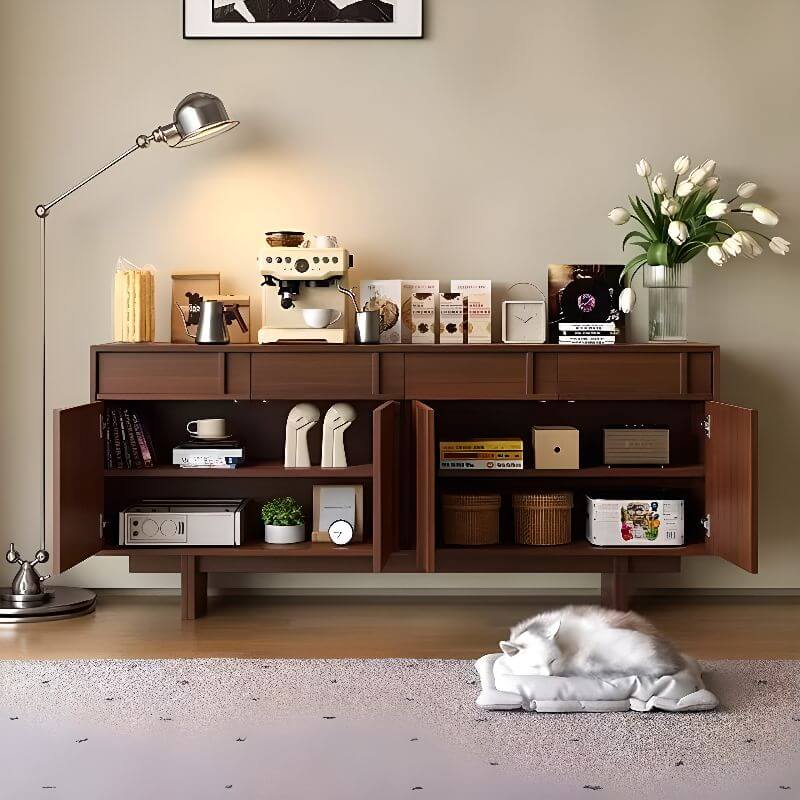 Modern Brown Wood Sideboard/Credenza - Versatile Storage Solutions