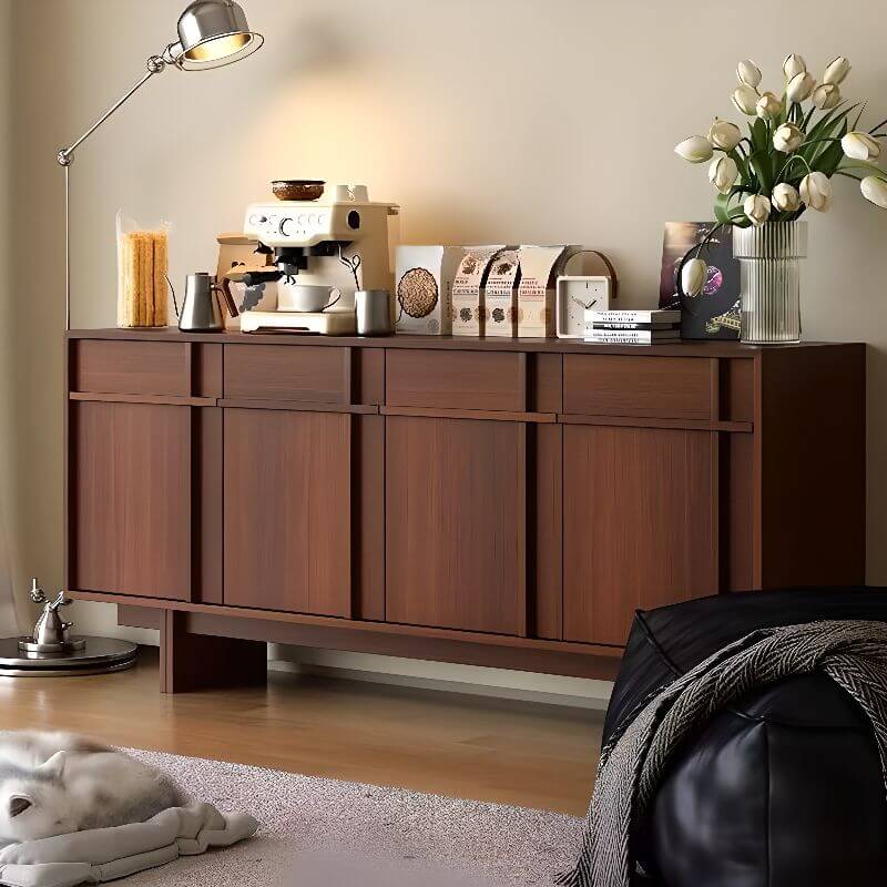 Modern Brown Wood Sideboard/Credenza - Versatile Storage Solutions