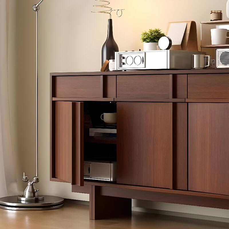 Modern Brown Wood Sideboard/Credenza - Versatile Storage Solutions