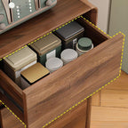 Modern Brown Wood Sideboard with Glass Cabinet and Drawers