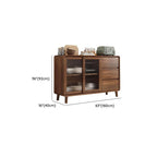 Modern Brown Wood Sideboard with Glass Cabinet and Drawers Dimensions