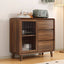 Modern Brown Wood Sideboard with Glass Cabinet and Drawers Main Product Image