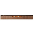 Modern Brown Wood TV Stand with LED Lighting and Cable Management
