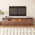 Modern Brown Wood TV Stand with LED Lighting and Cable Management Main Product Image