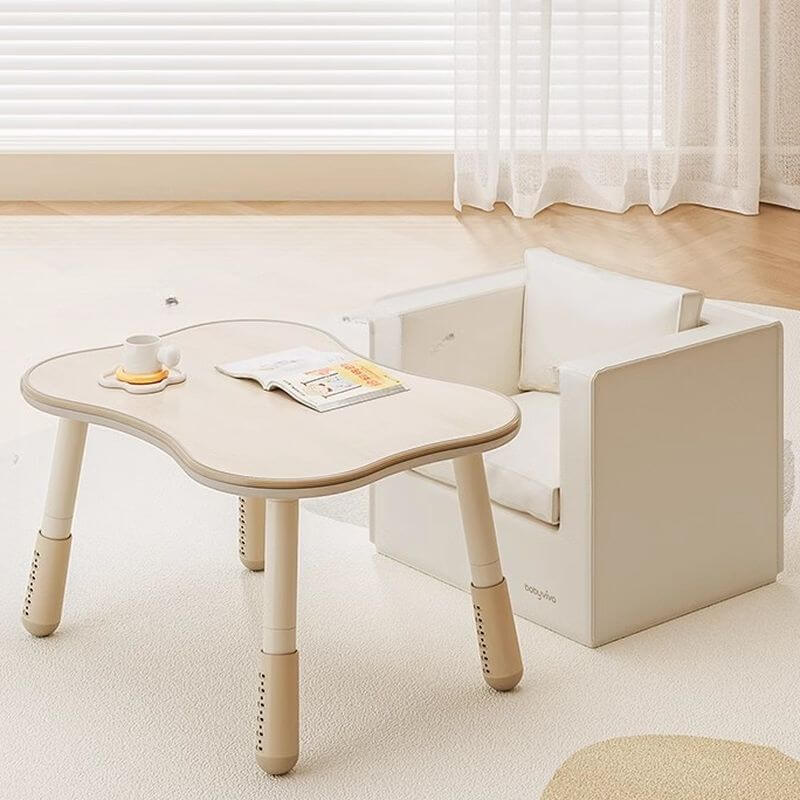 Modern Brown Wooden Play Table and Chair Set for Kids