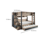 Modern Bunk Bed with Bookshelf and Ladder in Medium Wood Finish Dimensions