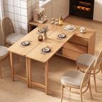 Modern Burlywood Foldable Dining Table With Storage