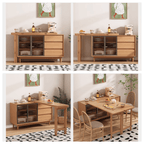 Modern Burlywood Foldable Dining Table With Storage