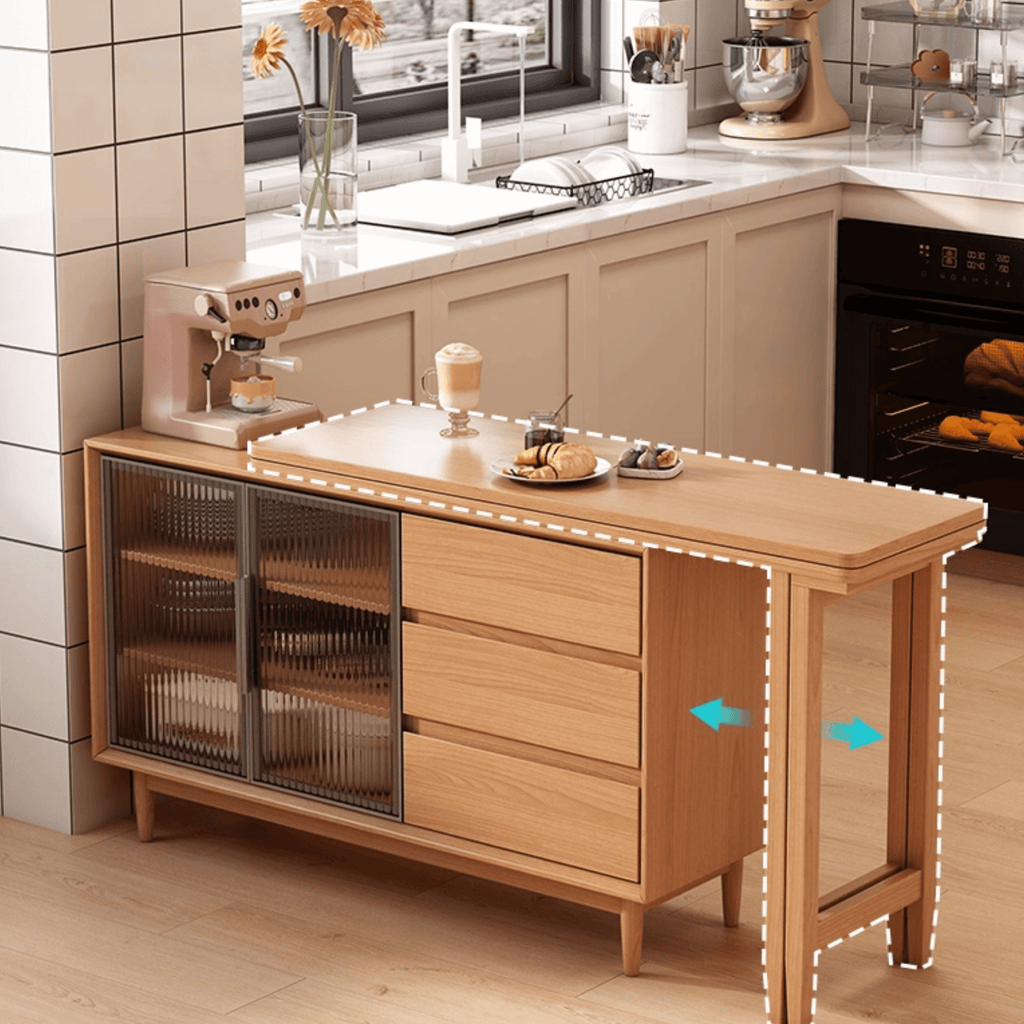 Modern Burlywood Foldable Dining Table With Storage