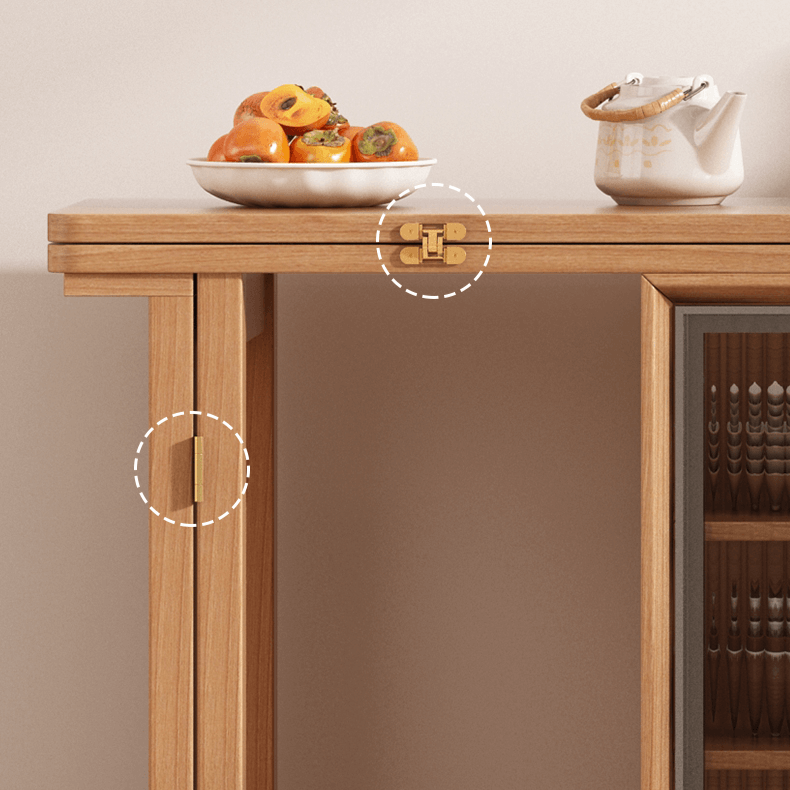 Modern Burlywood Foldable Dining Table With Storage