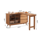 Modern Burlywood Foldable Dining Table With Storage Dimensions