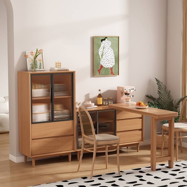 Modern Burlywood Foldable Dining Table With Storage Main Product Image Hauptbild