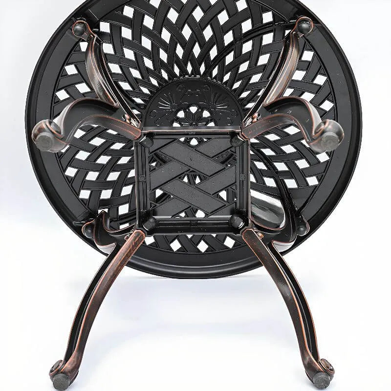 Modern Cast Aluminum Outdoor Rocker and Side Table Set