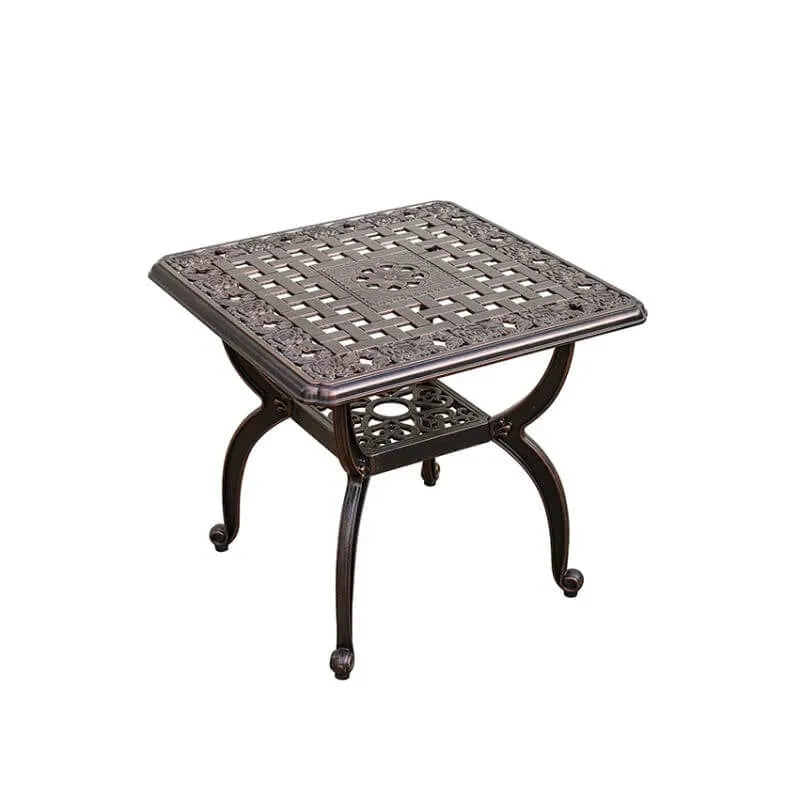 Modern Cast Aluminum Outdoor Rocker and Side Table Set