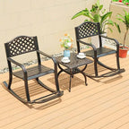 Modern Cast Aluminum Outdoor Rocker and Side Table Set