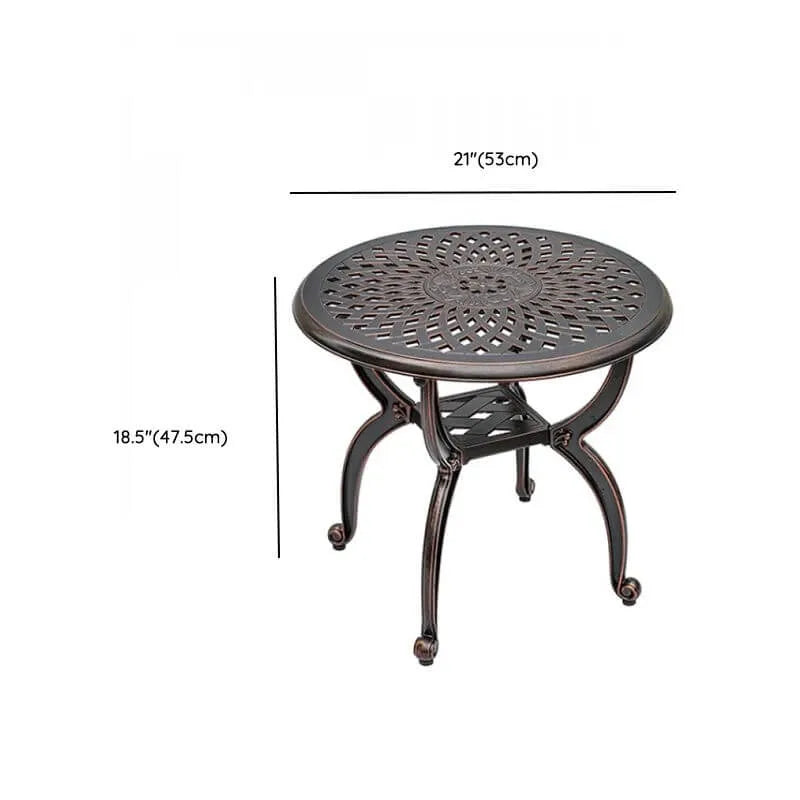 Modern Cast Aluminum Outdoor Rocker and Side Table Set Dimensions